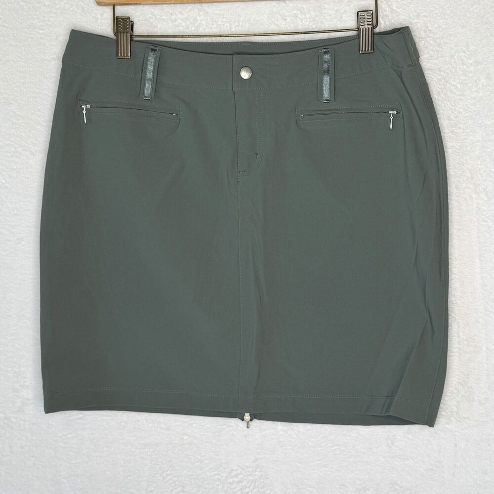 Lucy Activewear Green Nylon Skirt Women's Size 12 Zippered Pockets Gorpcore